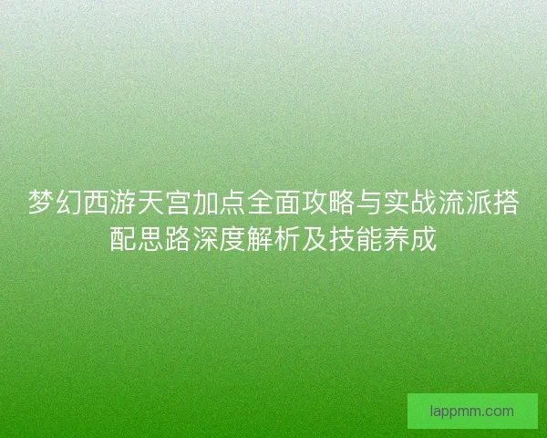 梦幻西游天宫加点全面攻略与实战流派搭配思路深度解析及技能养成