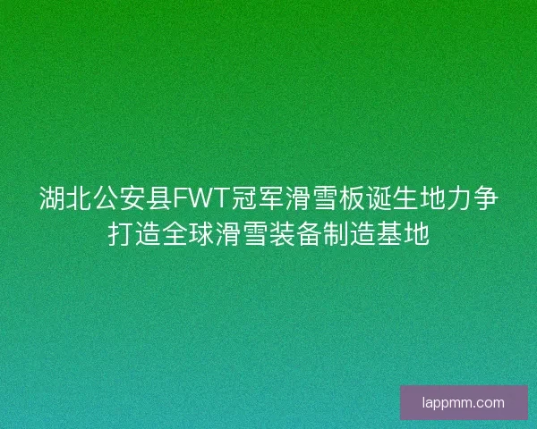 湖北公安县FWT冠军滑雪板诞生地力争打造全球滑雪装备制造基地